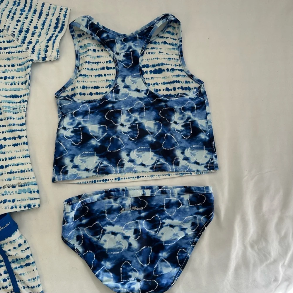 Blue and White Tankini Bikini Rashguard Set - Eddie Baur - size 10/12